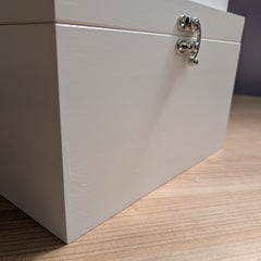 Stack of 3 Sizes White Painted Pine Wooden Boxes 30cm,27cm,22cm with paint defects