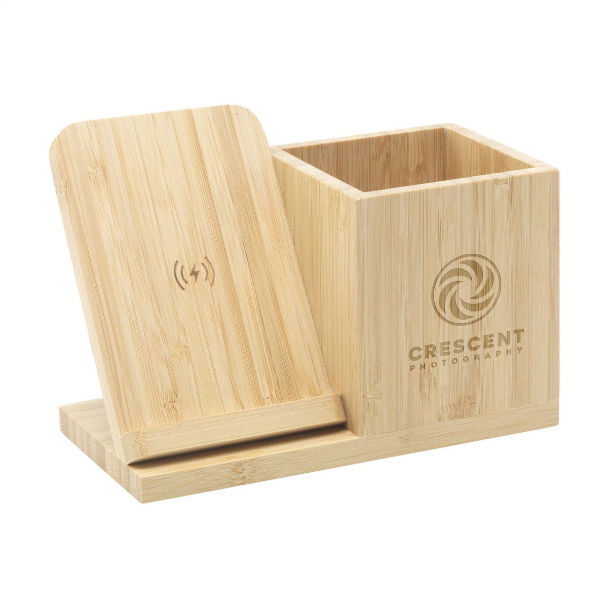 Bamboo Pencil Pot with 15W Wireless Charger