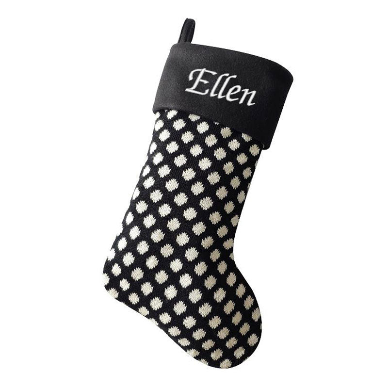 Luxury 40CM Blank Black / White Dots Christmas Stocking - Suitable for Embroidery & HTV