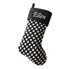 Luxury 40CM Blank Black / White Dots Christmas Stocking - Suitable for Embroidery & HTV