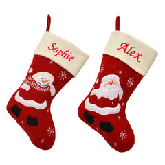 Luxury 40CM Blank Ivory Cream Santa & Snowman Christmas Stockings - Suitable for Embroidery & HTV