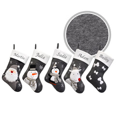 Luxury 40CM Blank Grey Santa, Snowman, Reindeer, Penguin & Bones Christmas Stockings - Suitable for Embroidery & HTV