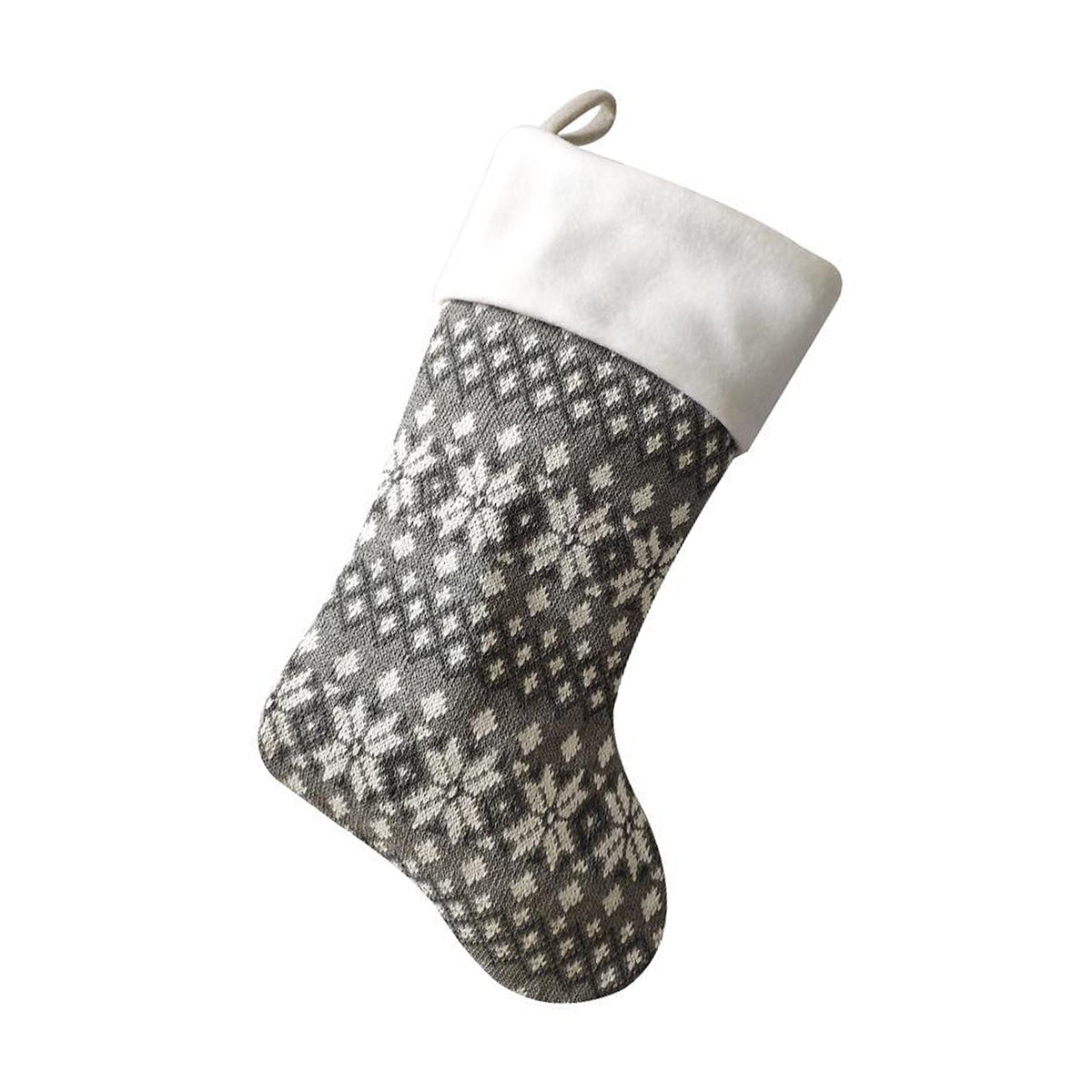 Luxury 40CM Blank SilverKnitted Snowflake Christmas Stocking - Suitable for Embroidery & HTV