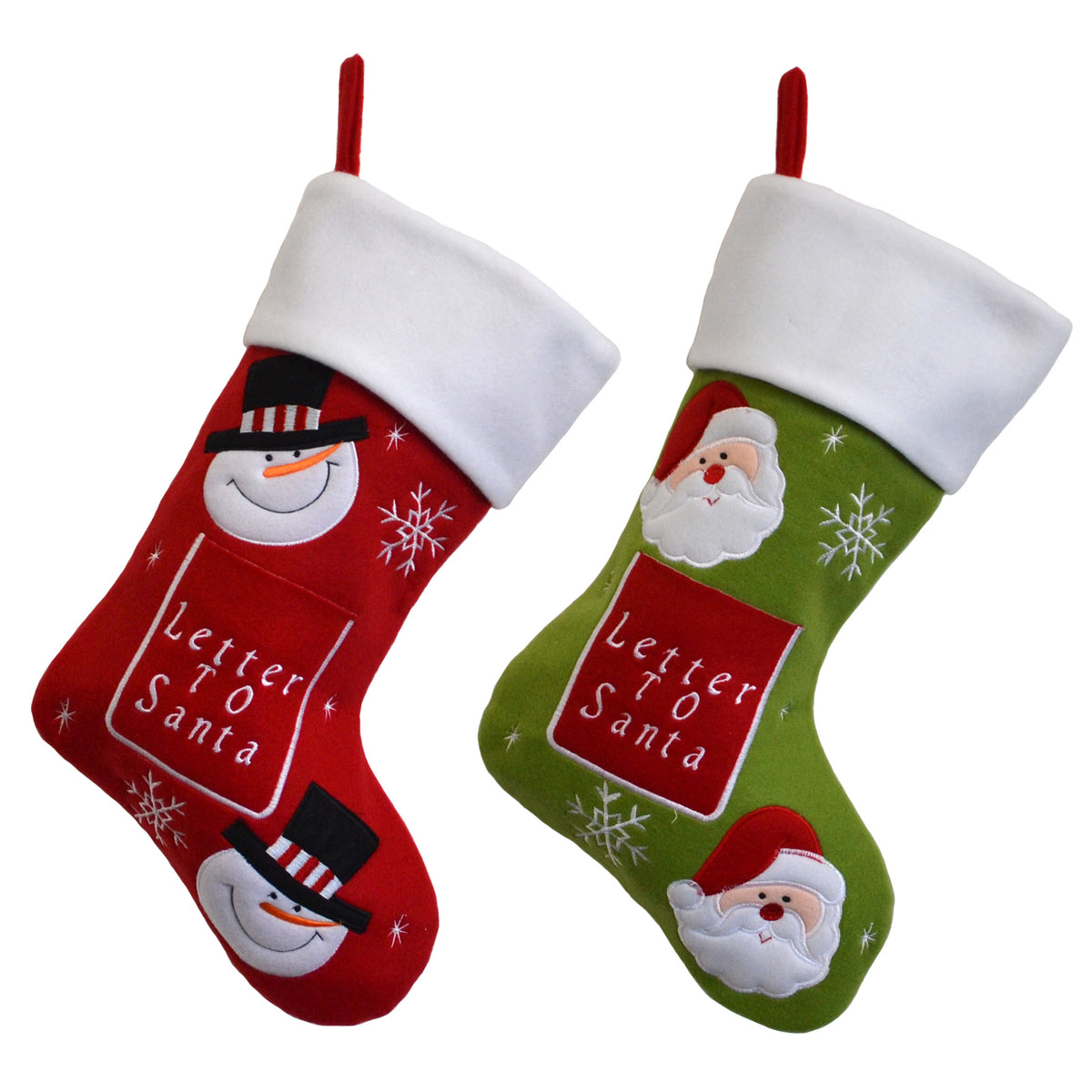 Luxury 40CM Blank Letter to Santa & Snowman Christmas Stockings - Suitable for Embroidery & HTV