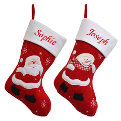 Luxury 40CM Blank Red & White Santa & Snowman Christmas Stockings - Suitable for Embroidery & HTV