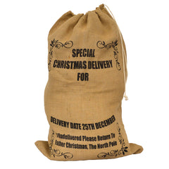 Luxury 72cm X 48cm Blank Hessian Santa Sack - Suitable for Embroidery & HTV