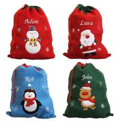 Deluxe Fully Lined Character Christmas Santa Sacks For Embroidery & HTV