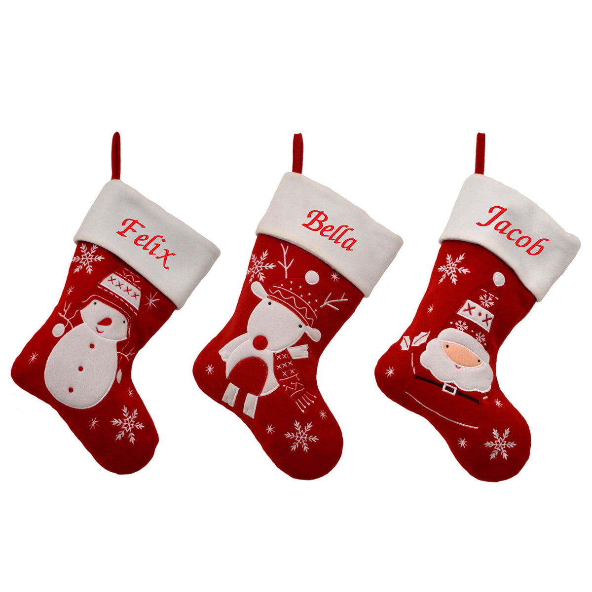 Luxury 40CM Blank Red & White Santa, Snowman & Reindeer Christmas Stockings - Suitable for Embroidery & HTV