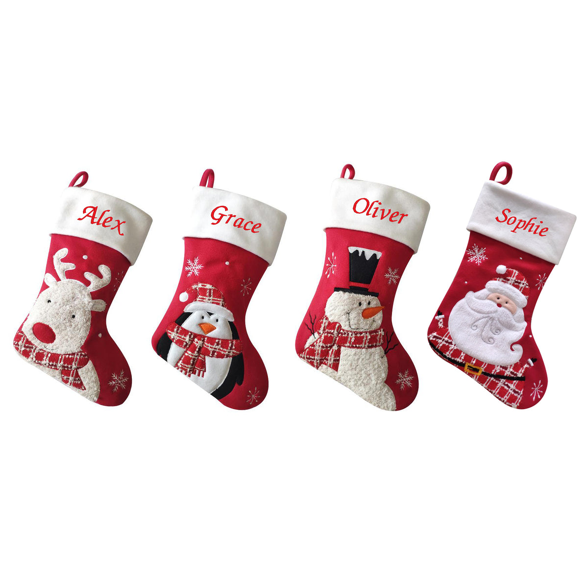 Luxury 40CM Blank Fluffy Santa, Snowman, Reindeer & Penguin Christmas Stockings - Suitable for Embroidery & HTV