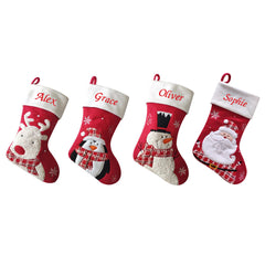 Luxury 40CM Blank Fluffy Santa, Snowman, Reindeer & Penguin Christmas Stockings - Suitable for Embroidery & HTV