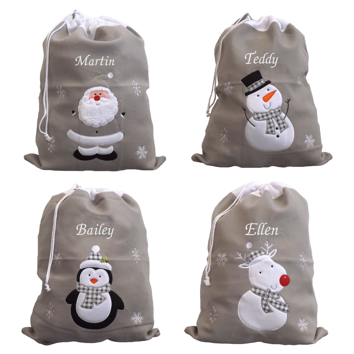 Deluxe Silver Christmas Santa Sacks For Embroidery & HTV