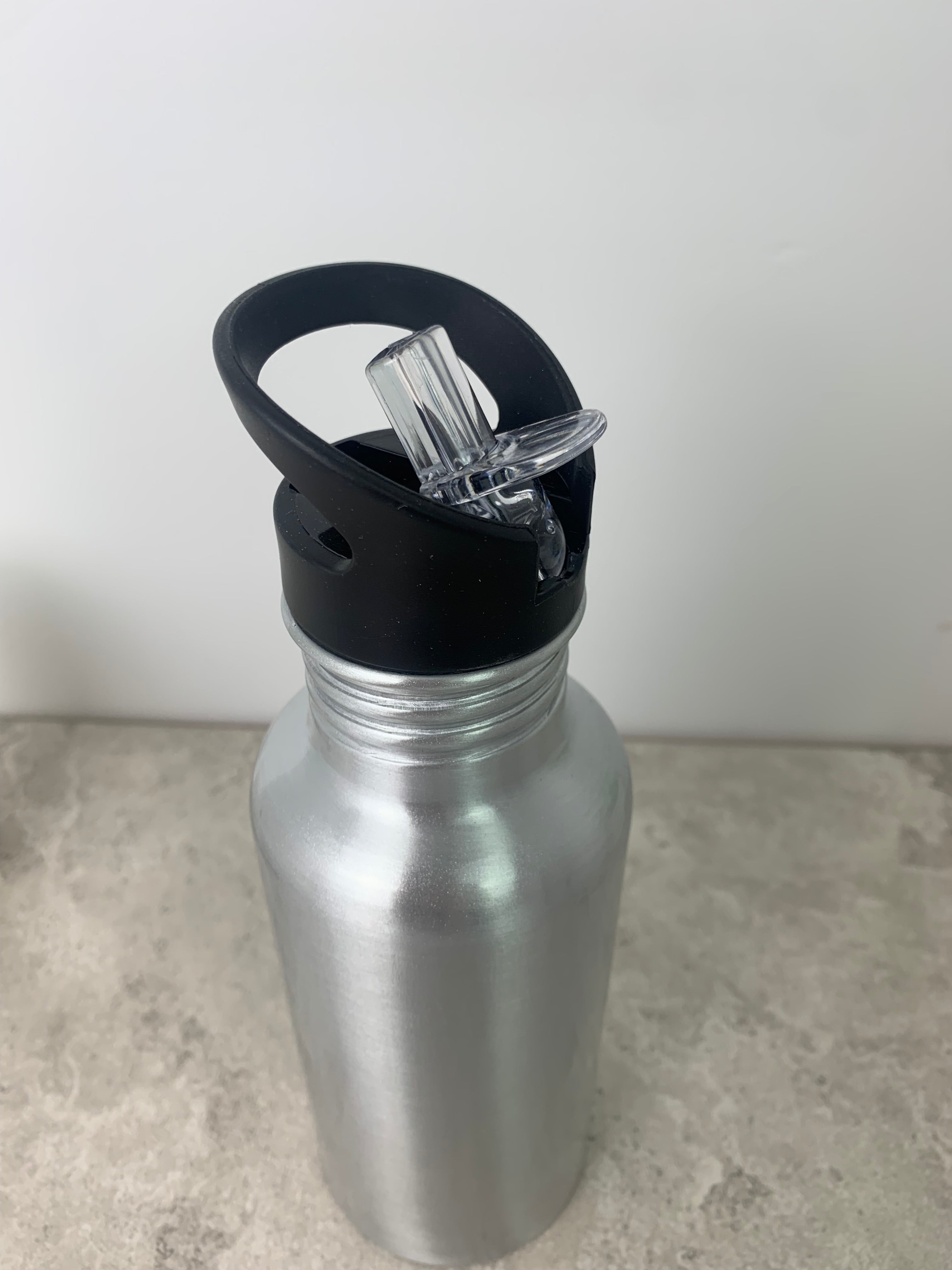 Silver or White Straw Spout Sports Bottle
