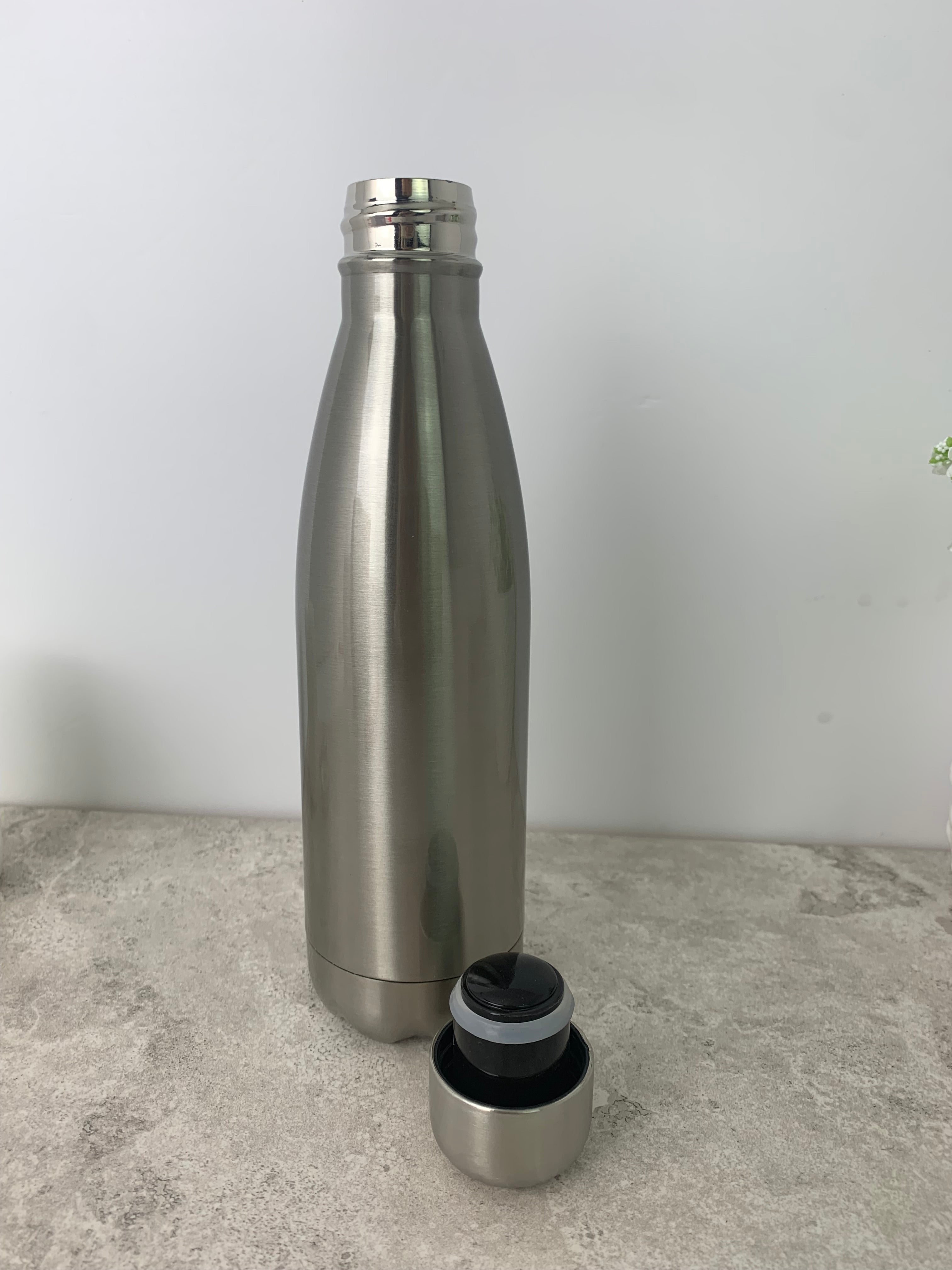 Silver Bowling Pin Water Bottles - 500ML Insulated Double Walled
