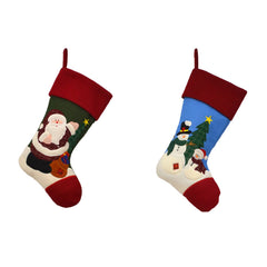 Luxury 40CM Blank Vintage Santa & Snowman Christmas Stockings - Suitable for Embroidery & HTV