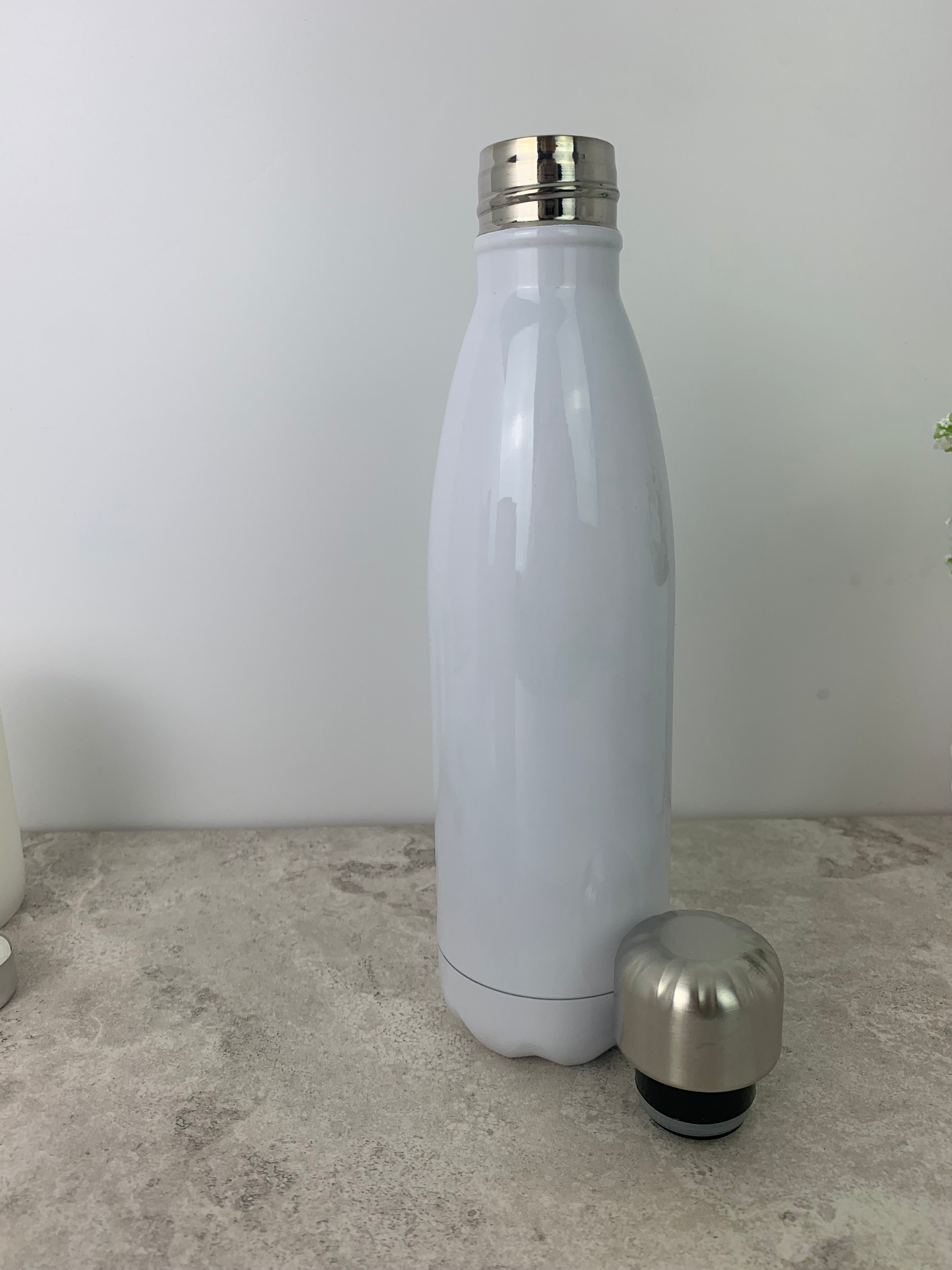 Silver or White Bowling Pin Water Bottles - 500ML Insulated Double Walled