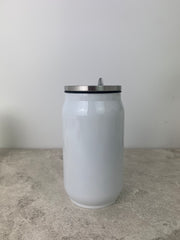 White Drinking Can with Straw