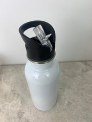 Silver or White Straw Spout Sports Bottle