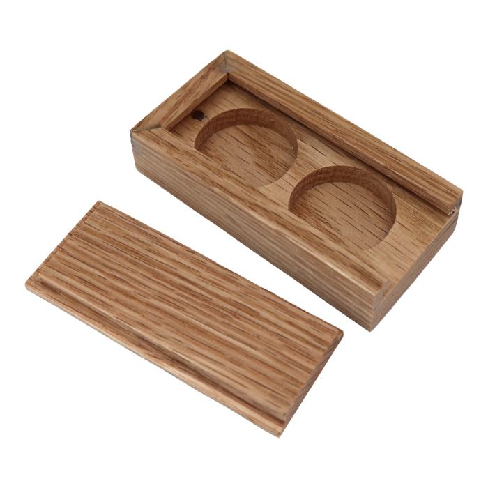 Oak Double Ring Box With Magnetic Lid