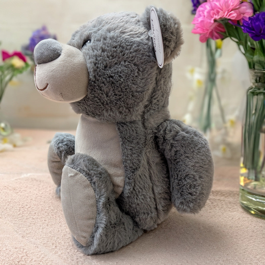 Grey Teddy Bear - Soft & Cuddly Plush -  30cm when sat