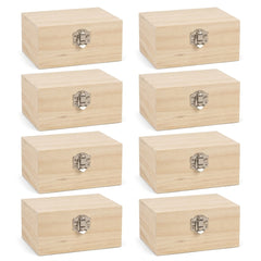 Stack of 8 Pine wooden boxes 12cmx7x7cm